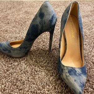 Denim heels